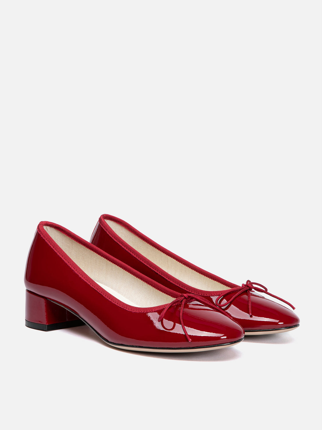 OLYRA Bow-Tied Patent Leather Heels - Red