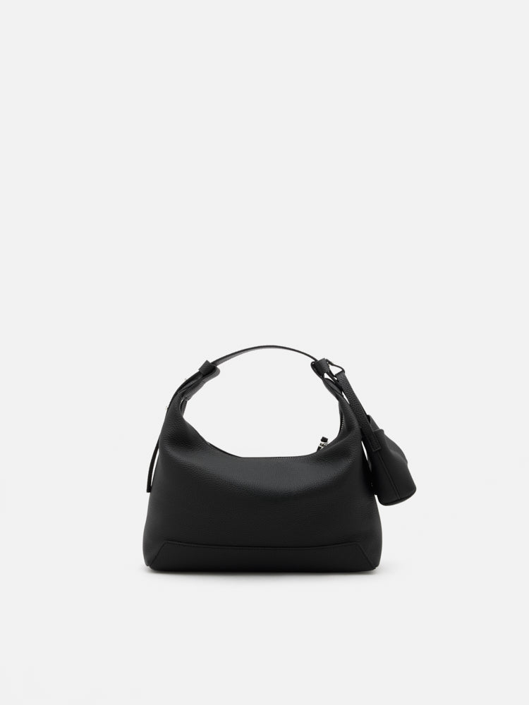 OLYRA Slouchy Leather Shoulder Bag - Black