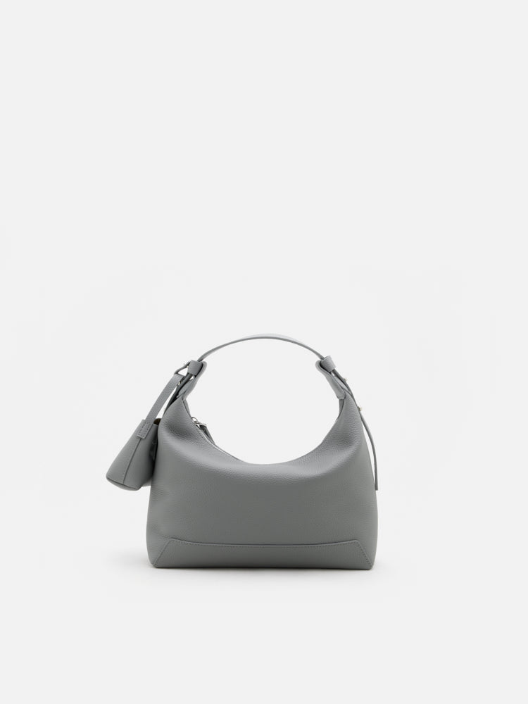 OLYRA Slouchy Leather Shoulder Bag - Grey