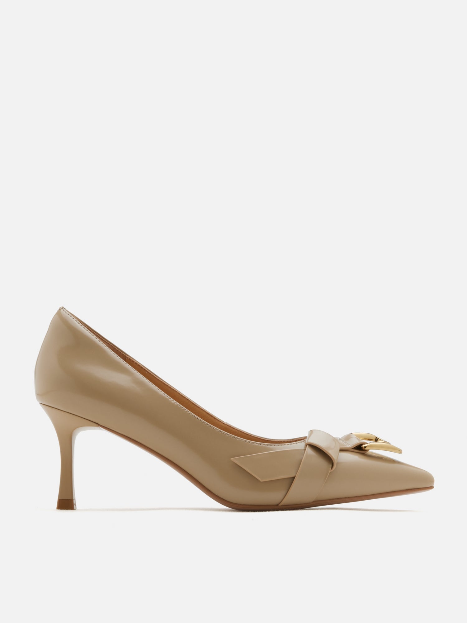 OLYRA Buckle-Accent Pointed Toe Heels - Almond
