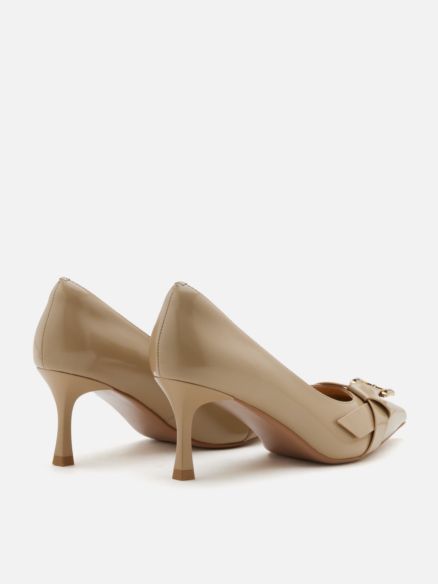 OLYRA Buckle-Accent Pointed Toe Heels - Almond
