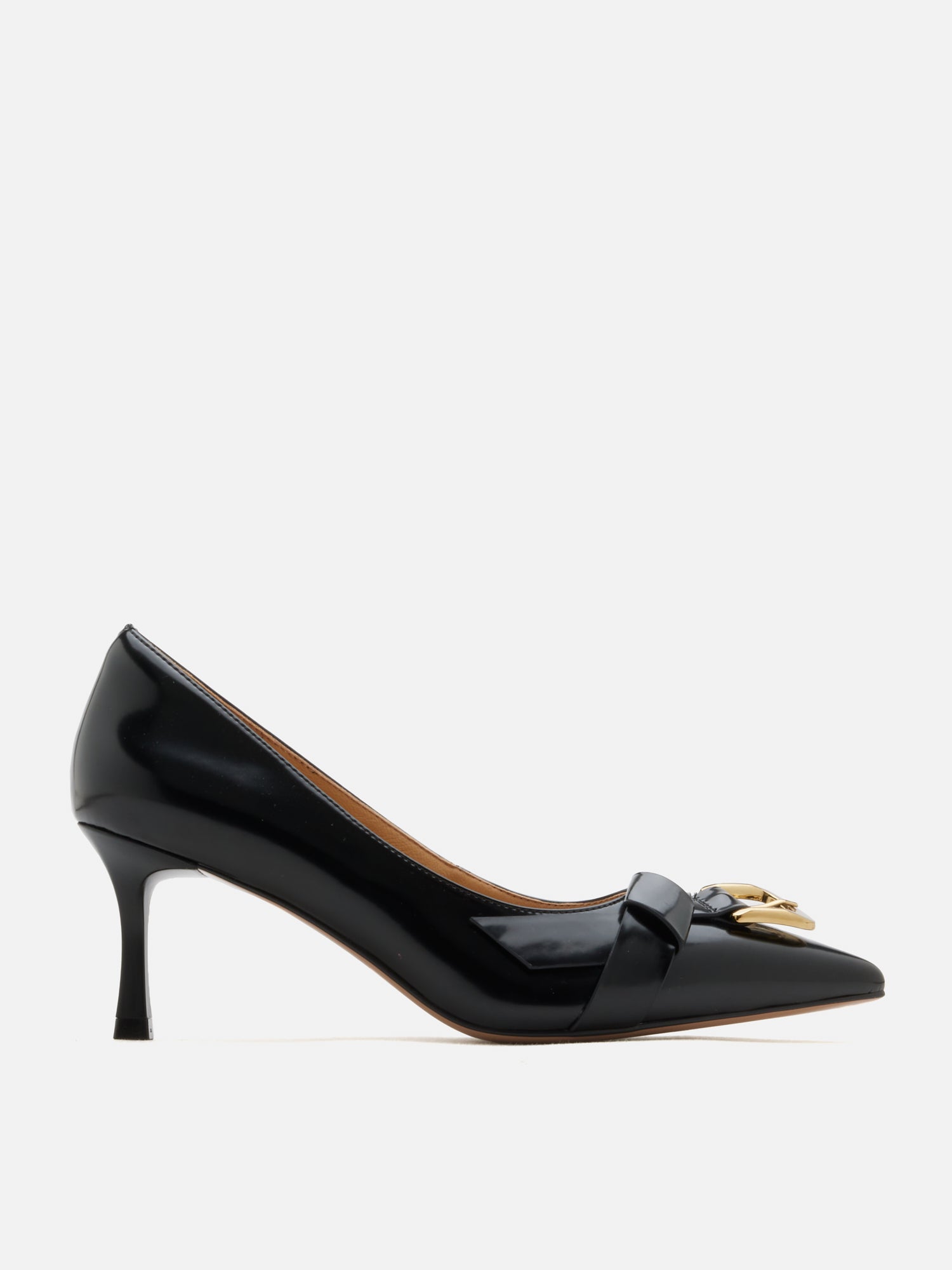OLYRA Buckle-Accent Pointed Toe Heels - Black