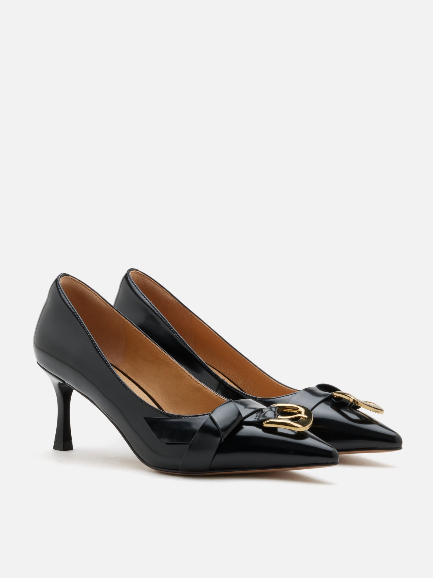 OLYRA Buckle-Accent Pointed Toe Heels - Black