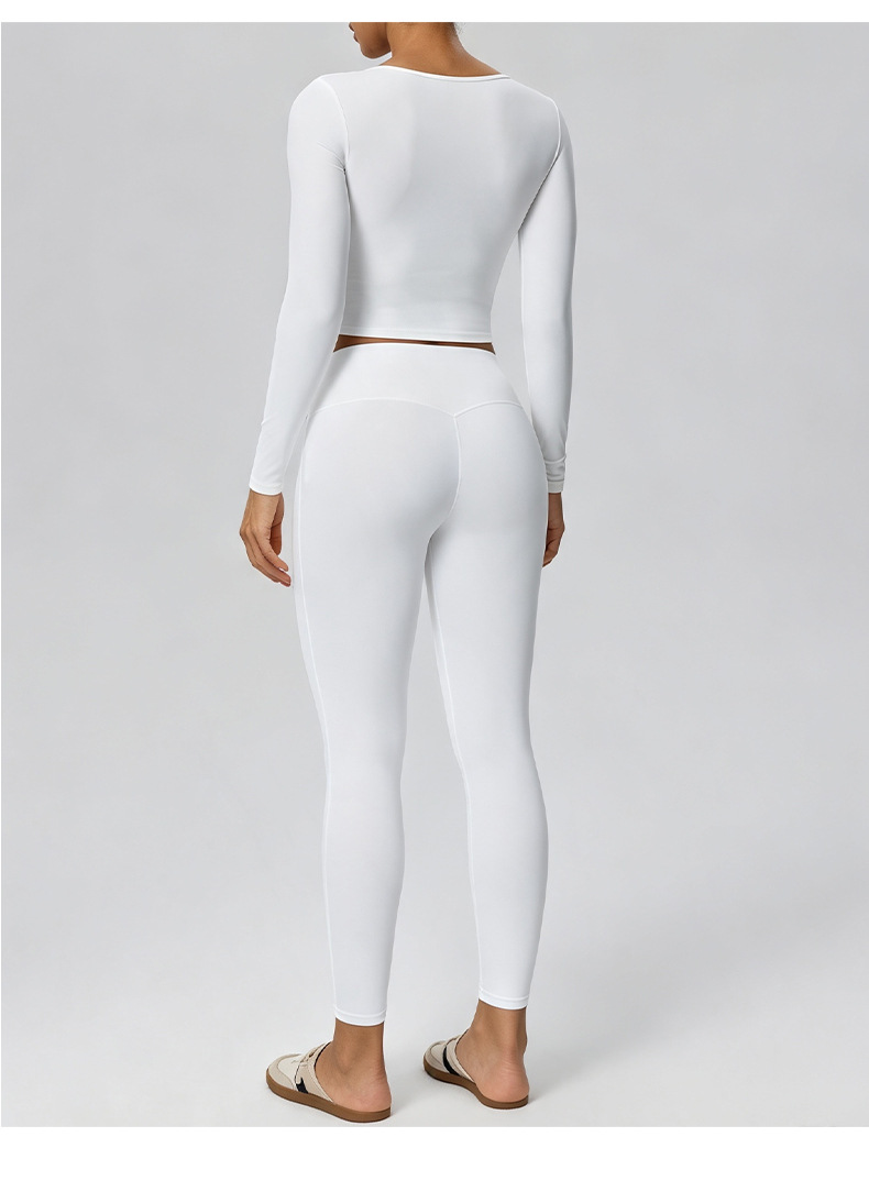 Women’s Two-Piece Sports Set – Soft Double-Layer V-Neck Top & Slim-Fit Leggings for Fitness, Casual & Outdoor Wear
