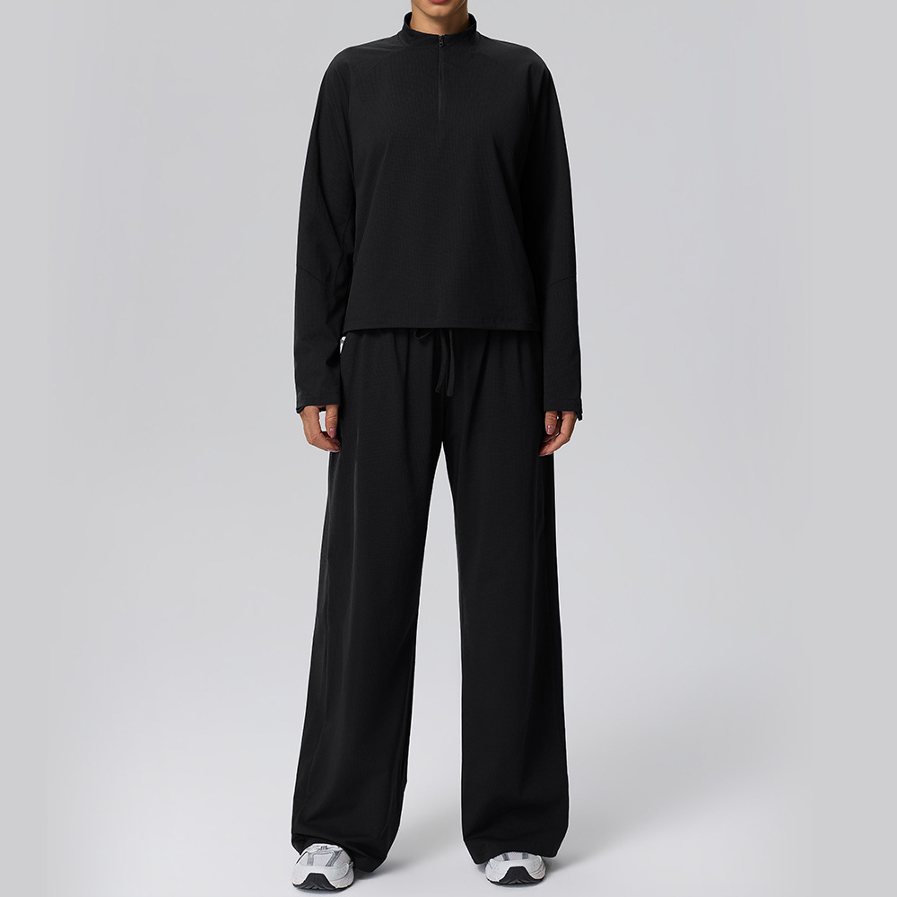 Women’s Waffle Knit Two-Piece Tracksuit Set – Lightweight & Breathable Long Sleeve Top and Trousers for Autumn/Winter, Casual Wear, Travel & Camping
