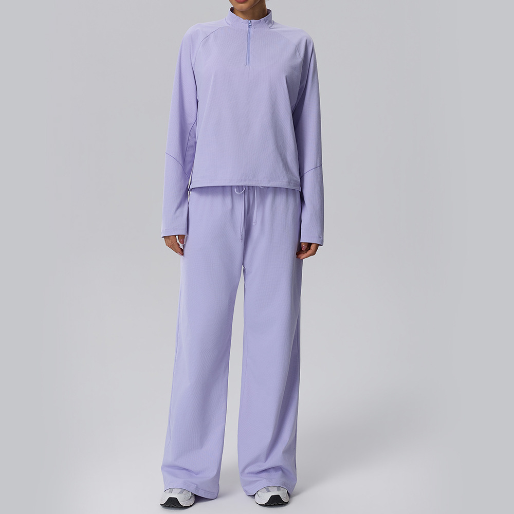 Women’s Waffle Knit Two-Piece Tracksuit Set – Lightweight & Breathable Long Sleeve Top and Trousers for Autumn/Winter, Casual Wear, Travel & Camping