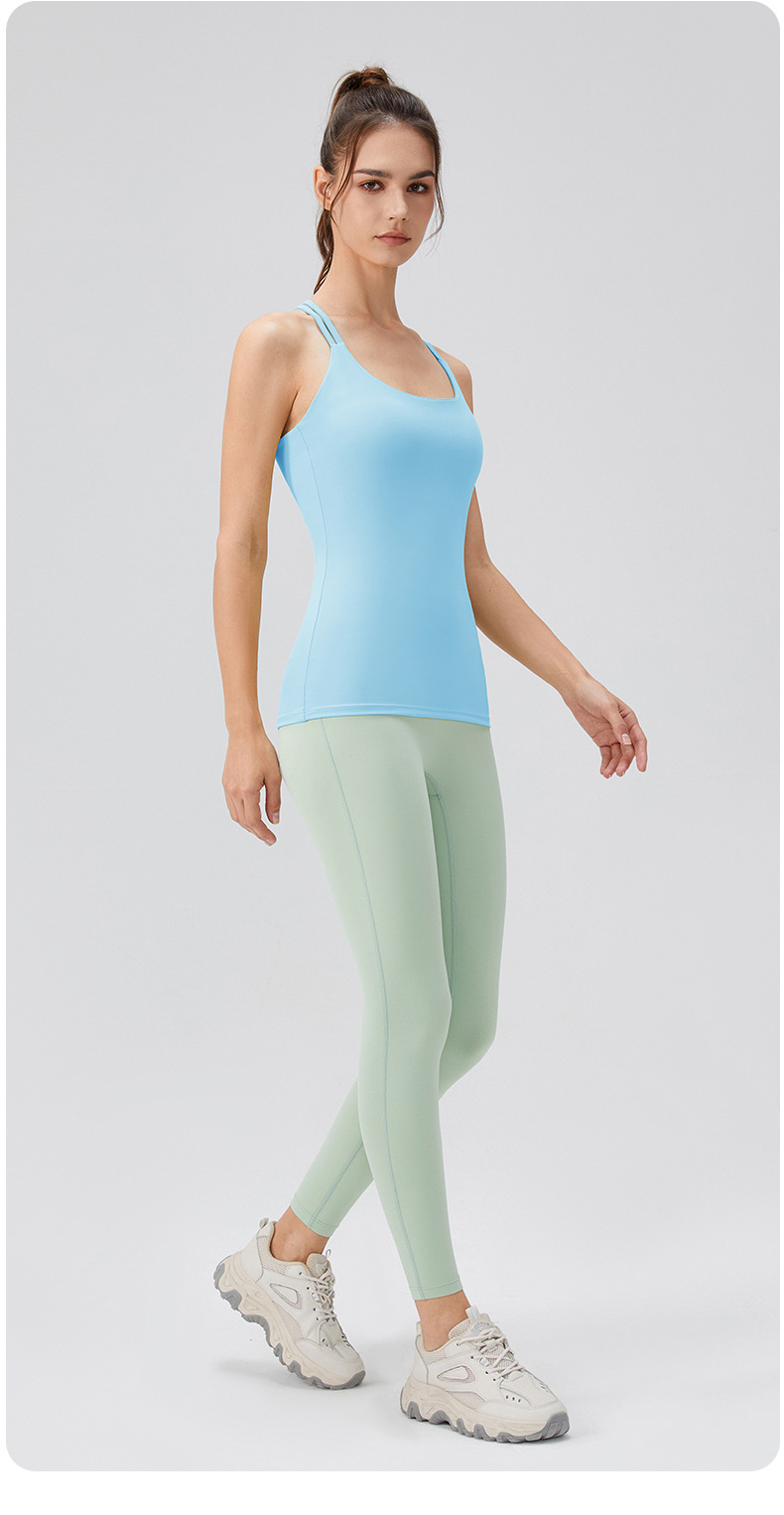 Women’s Longline Yoga Tank Top with Built-In Bra – Supportive, Barely-There Feel & Breathable for Running, Fitness, Casual Wear, Travel & Camping