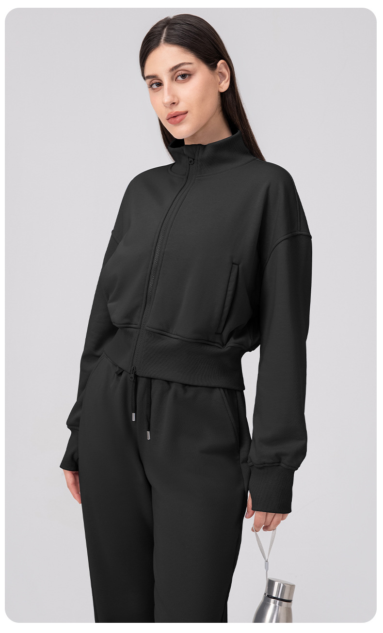 Women’s Autumn/Winter Two-Piece Tracksuit Set – Zip-Up Sweatshirt & Wide-Leg Trousers for Outdoor, Running, Casual Wear, Travel & Camping