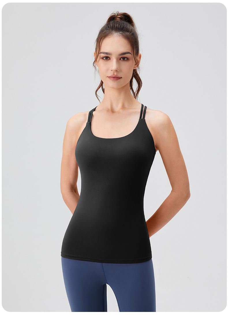 Women’s Longline Yoga Tank Top with Built-In Bra – Supportive, Barely-There Feel & Breathable for Running, Fitness, Casual Wear, Travel & Camping