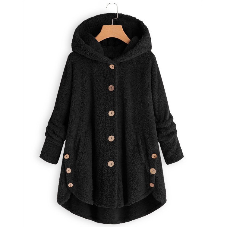 Women's 2026 Winter European-American Plush Round Neck Coats - Thick, Warm, Breathable, Irregular Solid Color Button Sports Outerwear, Female Casual Athletic Outdoor Wear Top