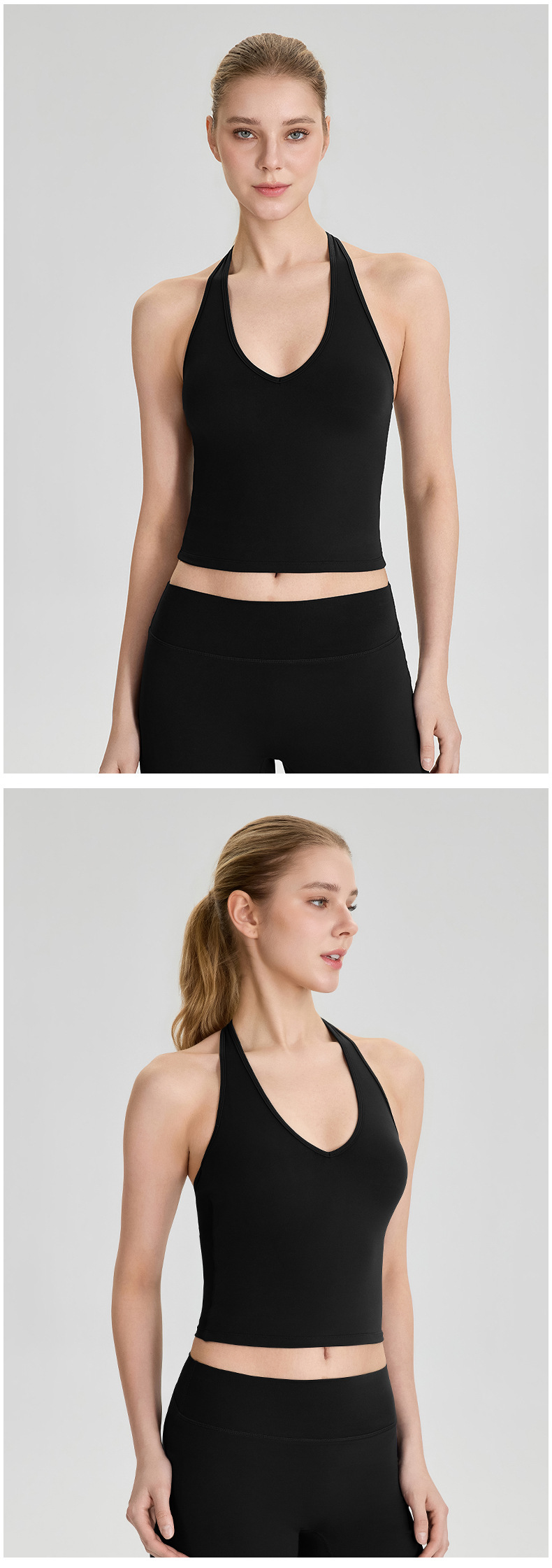 Women’s High-Support Halter Yoga Tank Top with Built-In Bra – Open-Back, Breathable & Stretchy for Yoga, Pilates, Running, Casual Wear, Travel & Camping