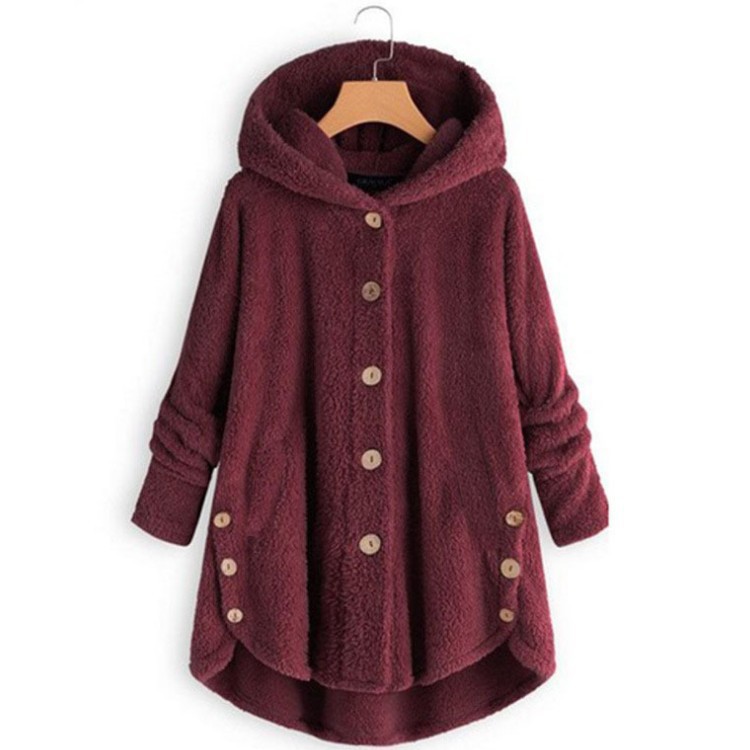 Women's 2026 Winter European-American Plush Round Neck Coats - Thick, Warm, Breathable, Irregular Solid Color Button Sports Outerwear, Female Casual Athletic Outdoor Wear Top