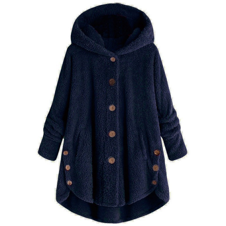 Women's 2026 Winter European-American Plush Round Neck Coats - Thick, Warm, Breathable, Irregular Solid Color Button Sports Outerwear, Female Casual Athletic Outdoor Wear Top