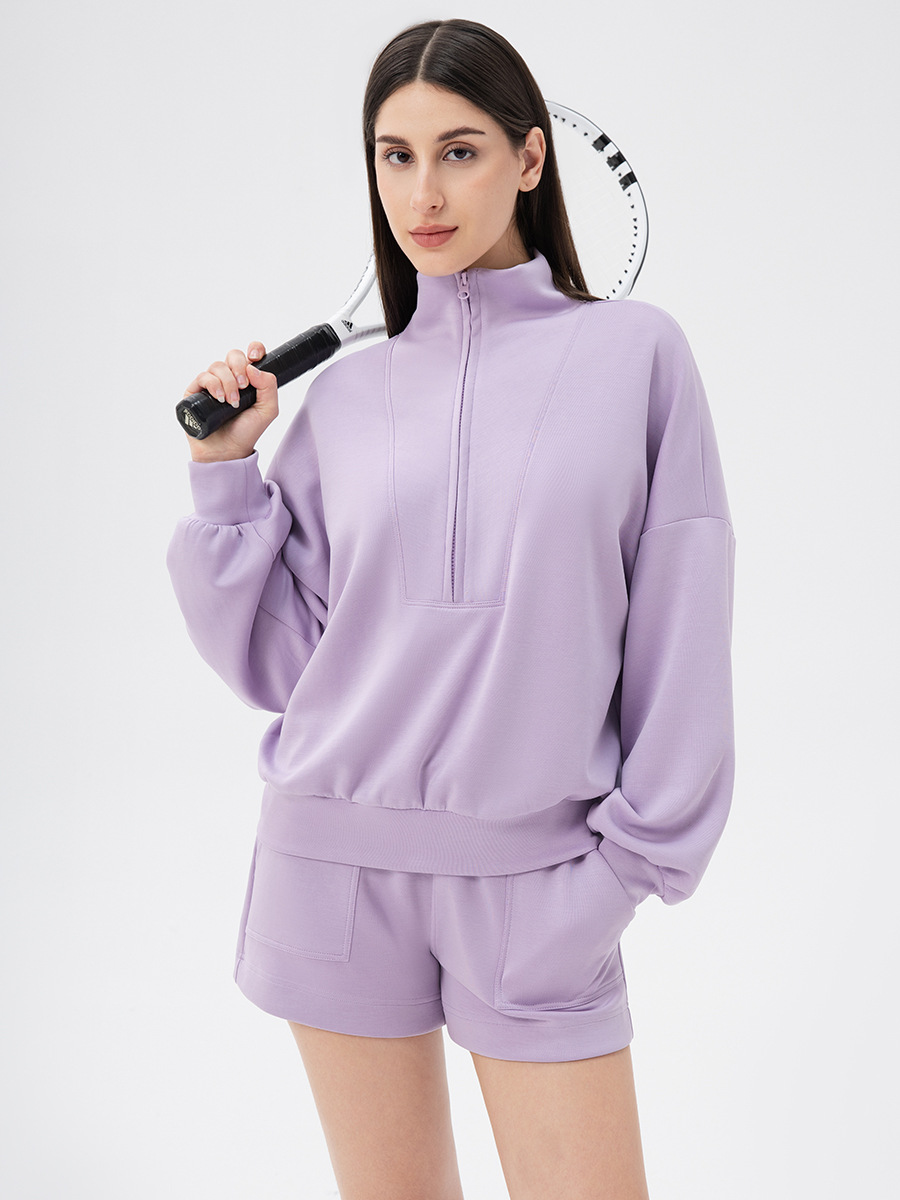 Women’s Autumn/Winter Mock Neck Sweatshirt – Loose Fit Modal Top for Yoga, Running, Casual & Outdoor Wear