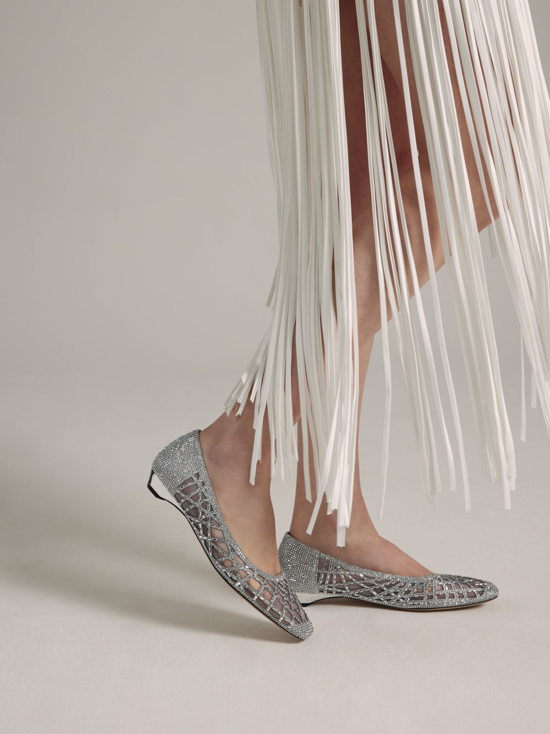 OLYRA Crystal Embellished Heels - Silver