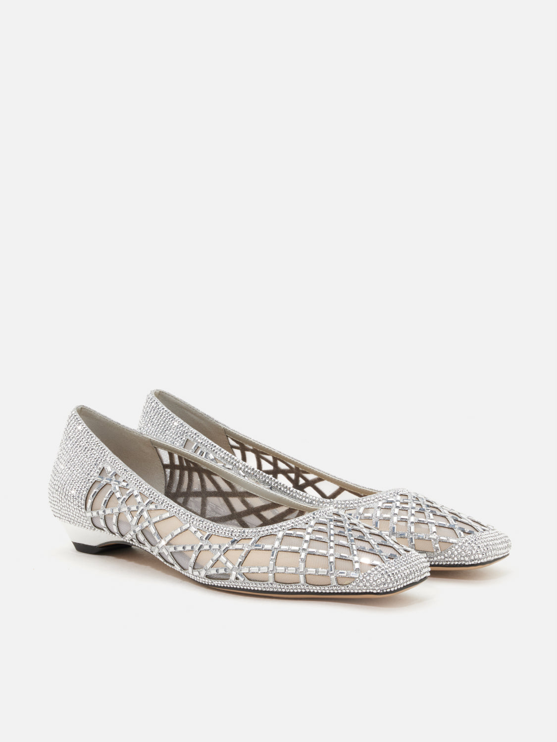 OLYRA Crystal Embellished Heels - Silver