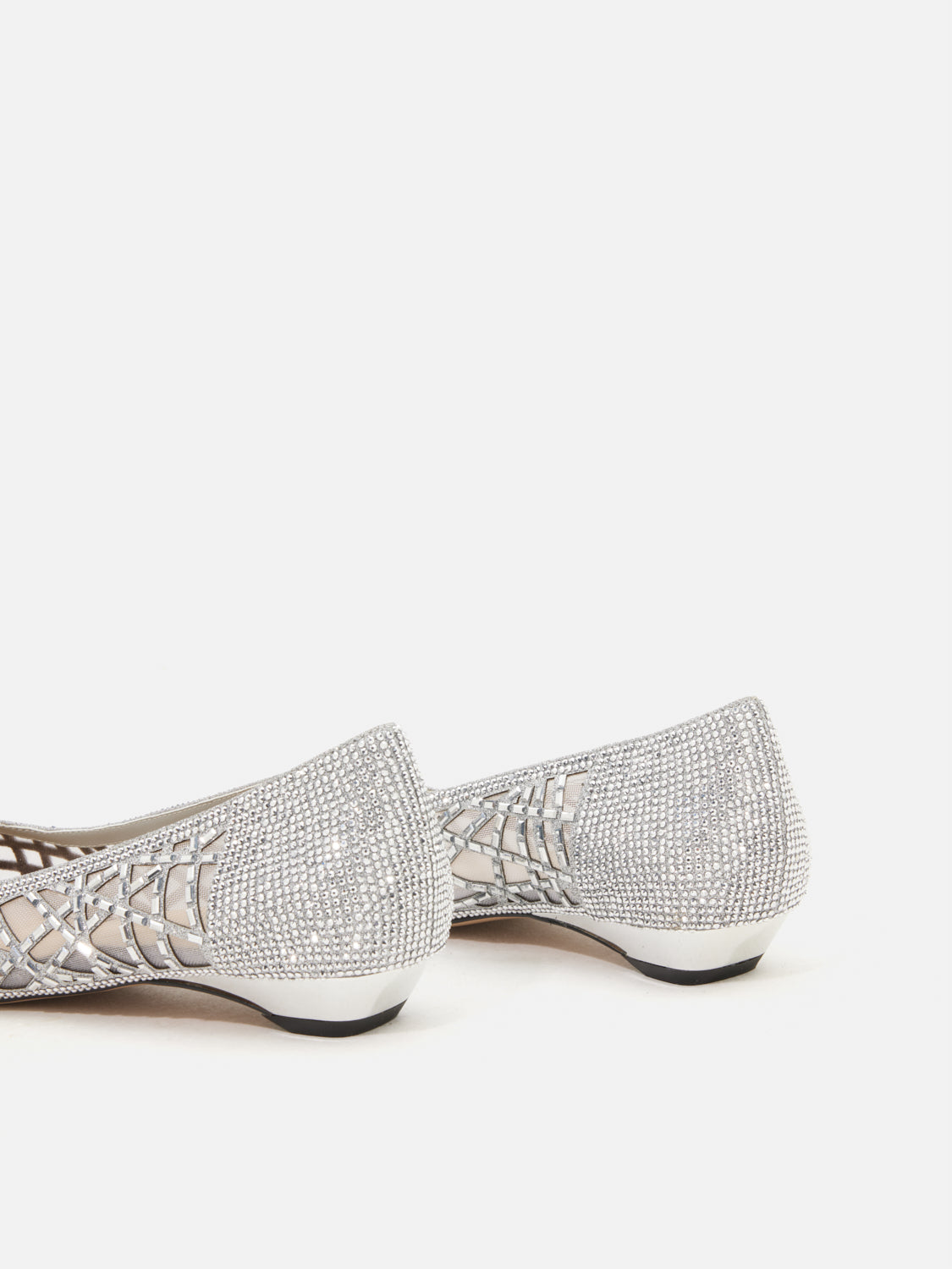 OLYRA Crystal Embellished Heels - Silver
