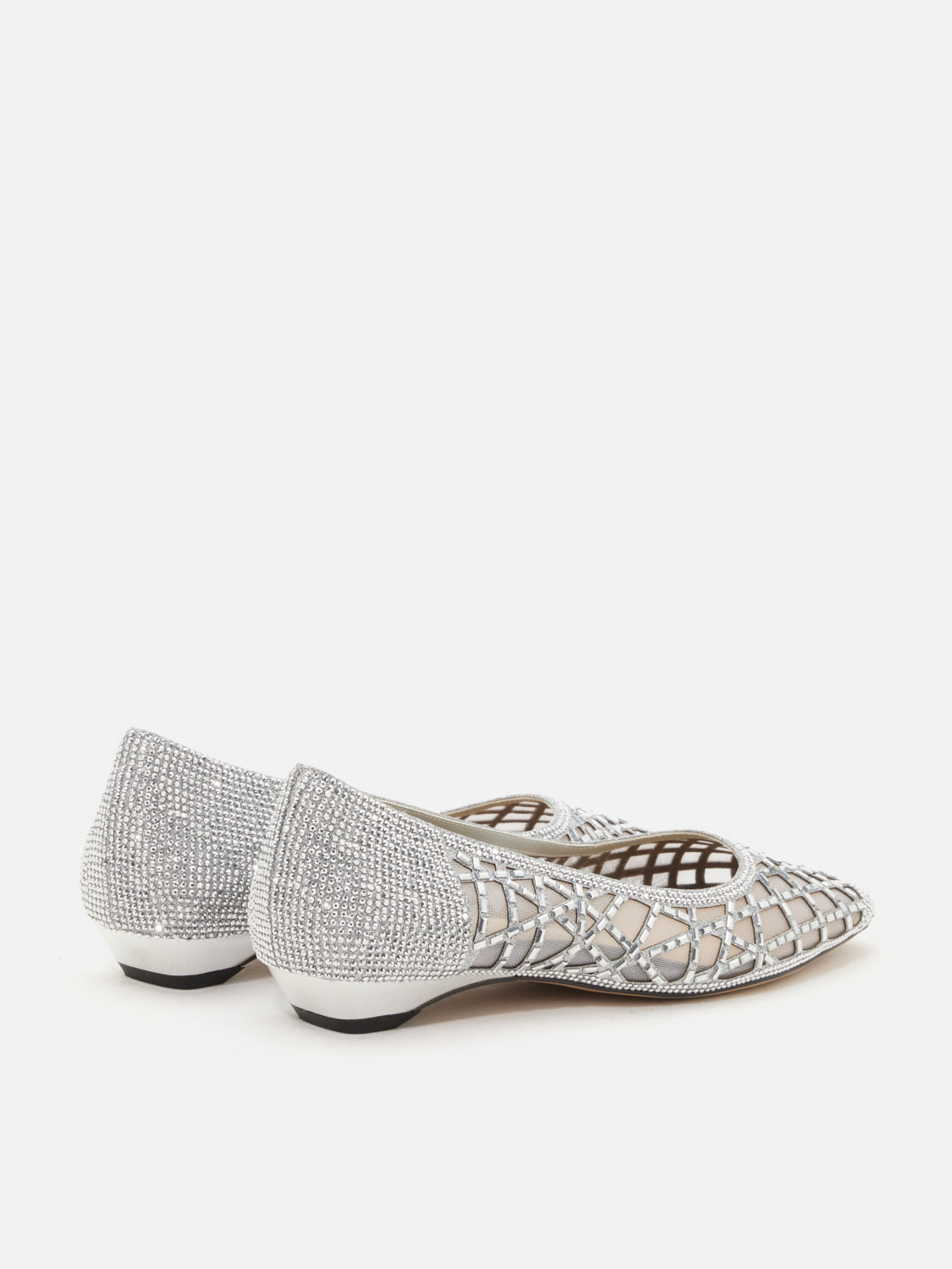 OLYRA Crystal Embellished Heels - Silver