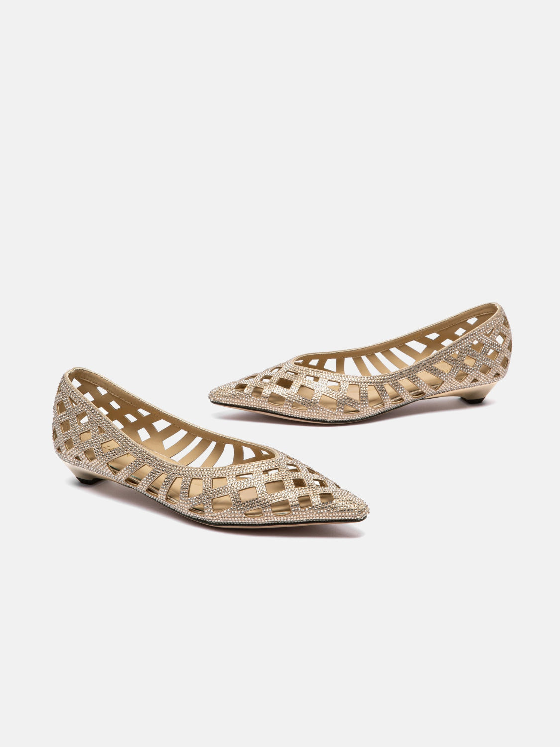 OLYRA Crystal Woven Flats - Almond