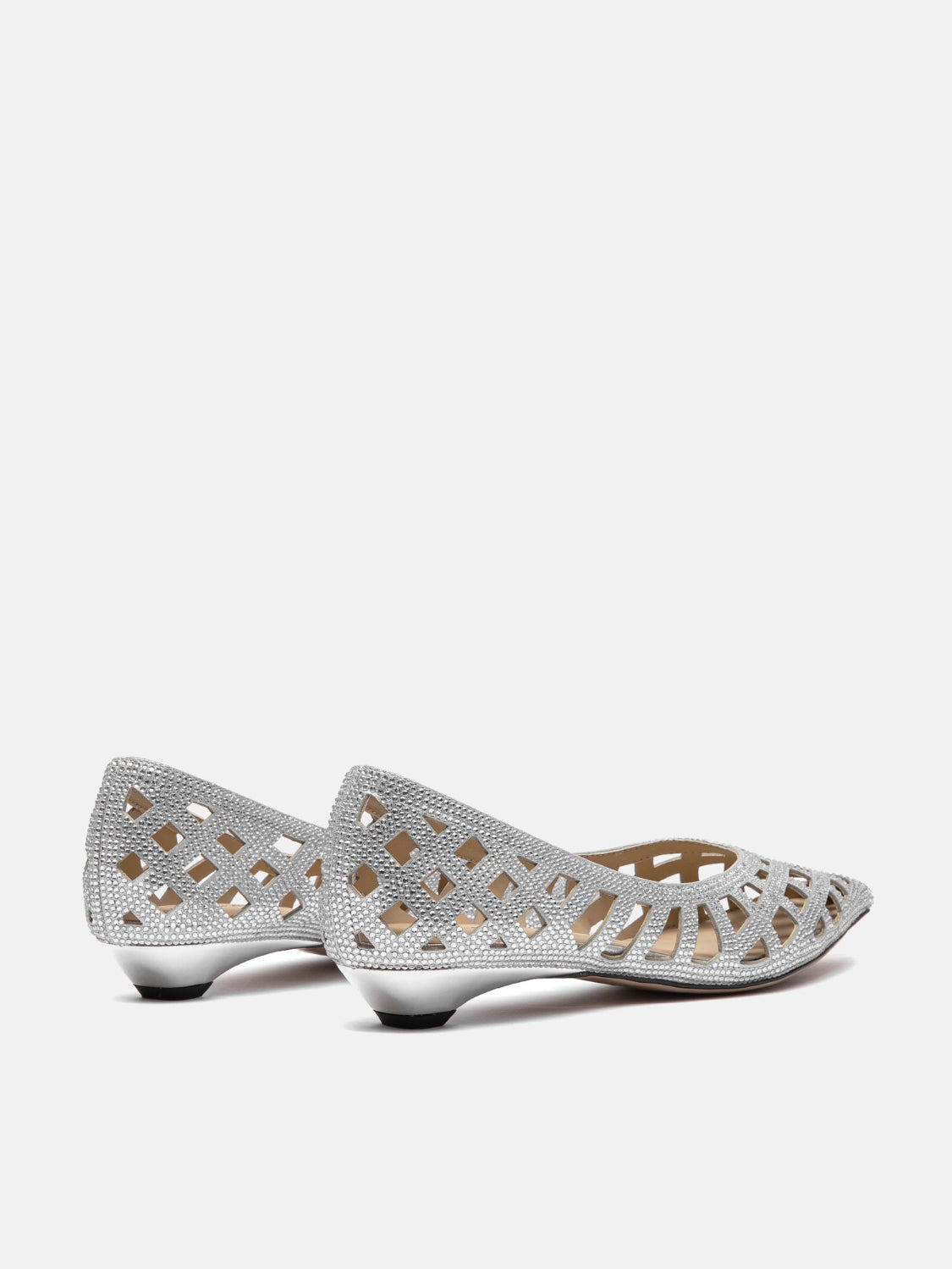OLYRA Crystal Woven Flats - Silver