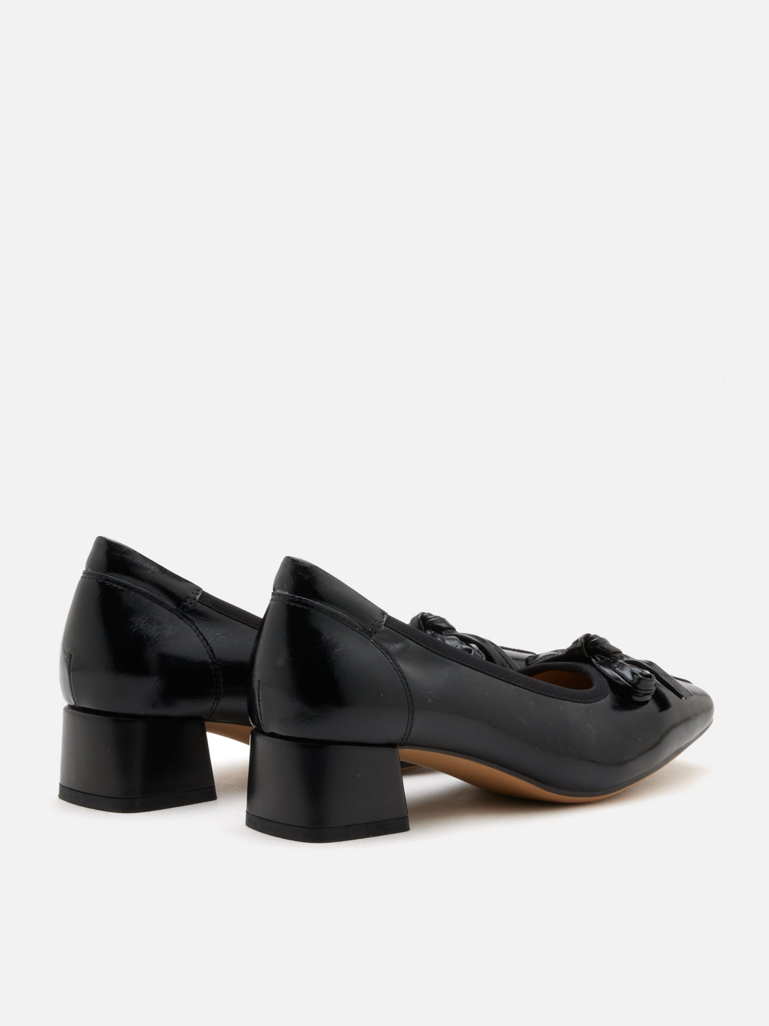 OLYRA Bow-Tied Leather Heels - Black