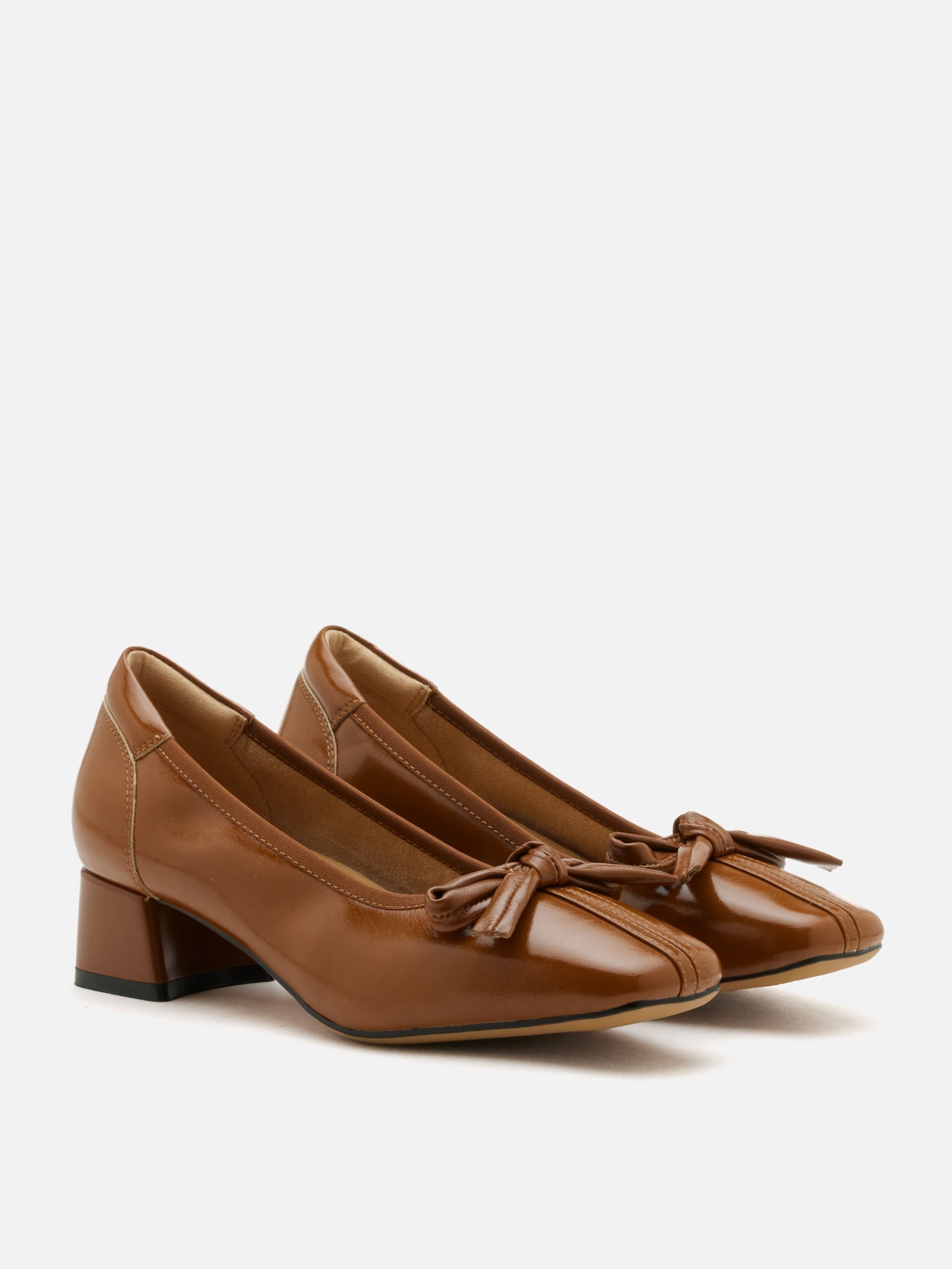OLYRA Bow-Tied Leather Heels - Brown
