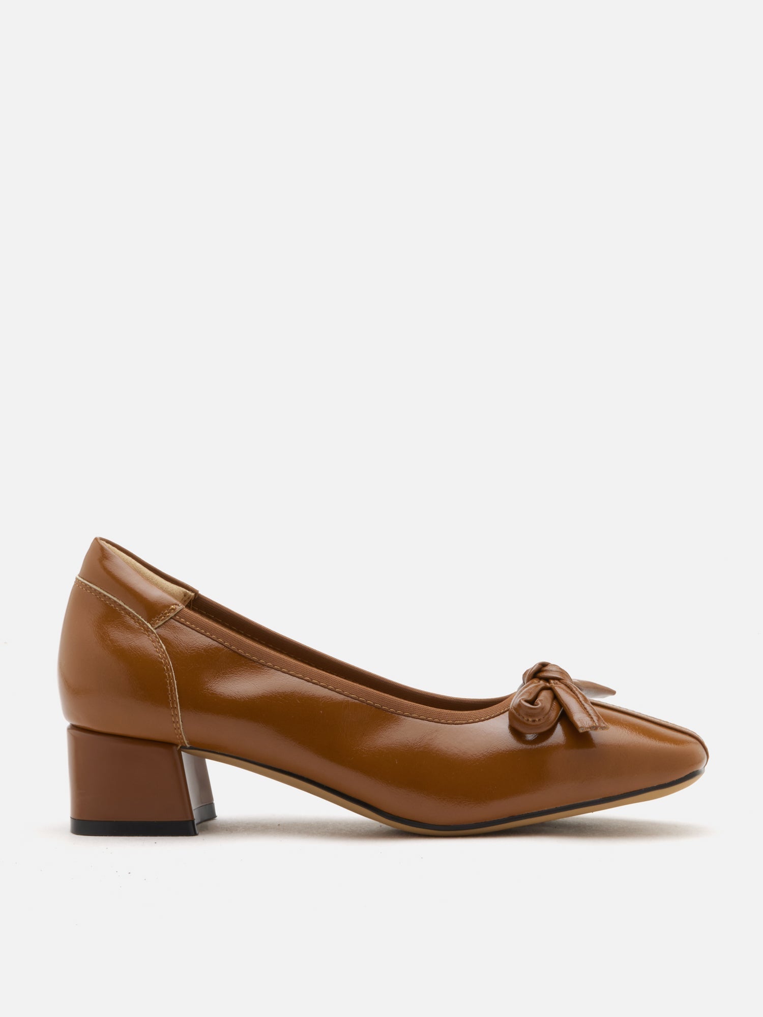 OLYRA Bow-Tied Leather Heels - Brown