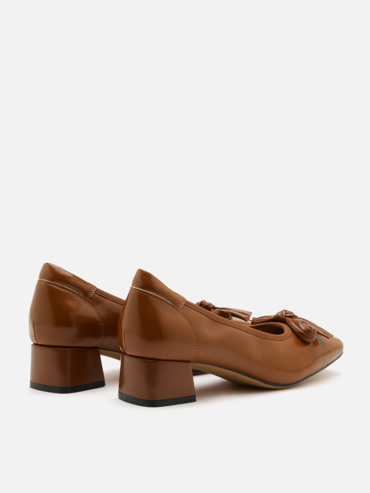 OLYRA Bow-Tied Leather Heels - Brown