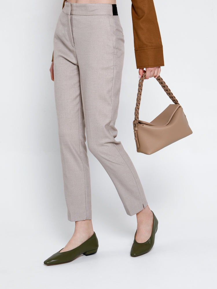 OLYRA Slouchy Chained Leather Handbag - Khaki