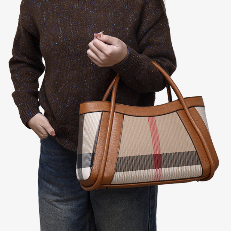 OLYRA Plaid Tote Bag