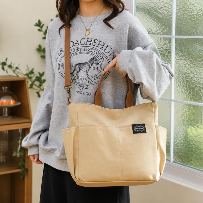 OLYRA Canvas Carryall Tote Bag