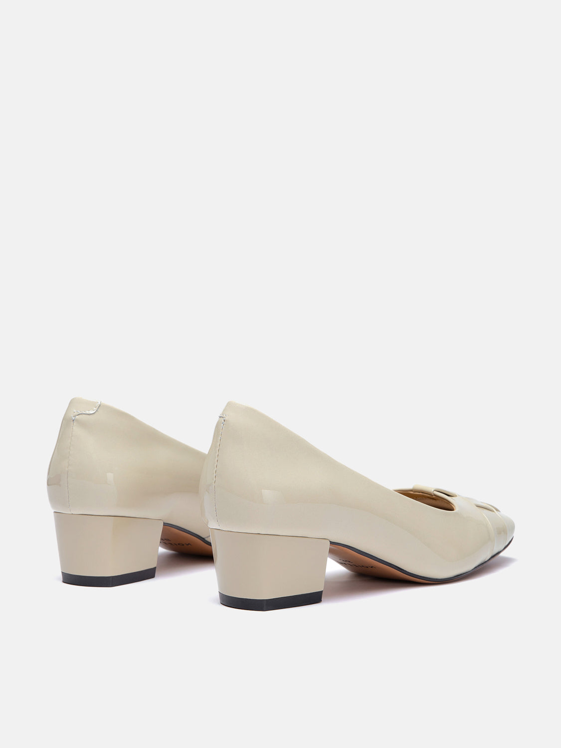 OLYRA Woven Patent Leather Heels - Beige