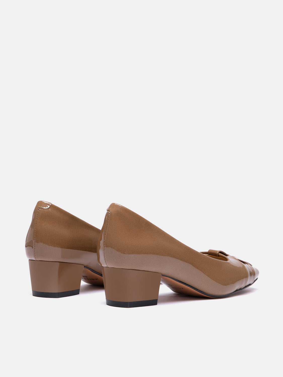 OLYRA Woven Patent Leather Heels - Khaki