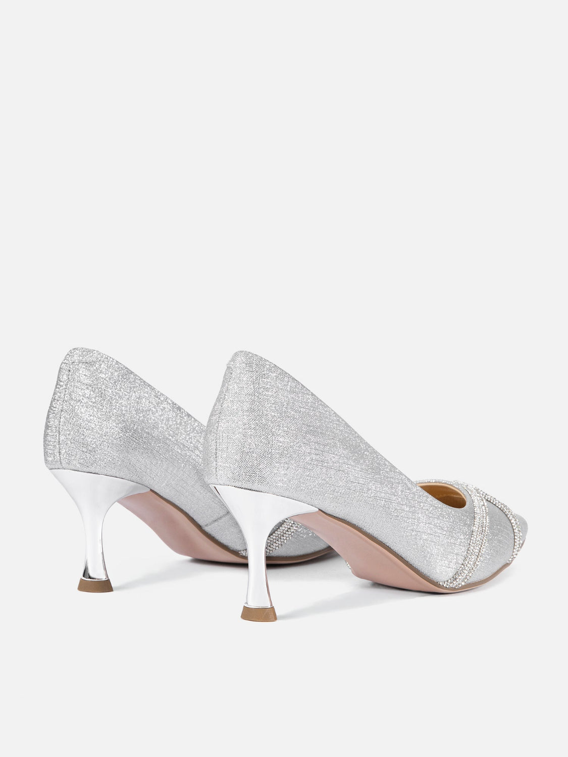 OLYRA Crystal Embellished Glitter Heels