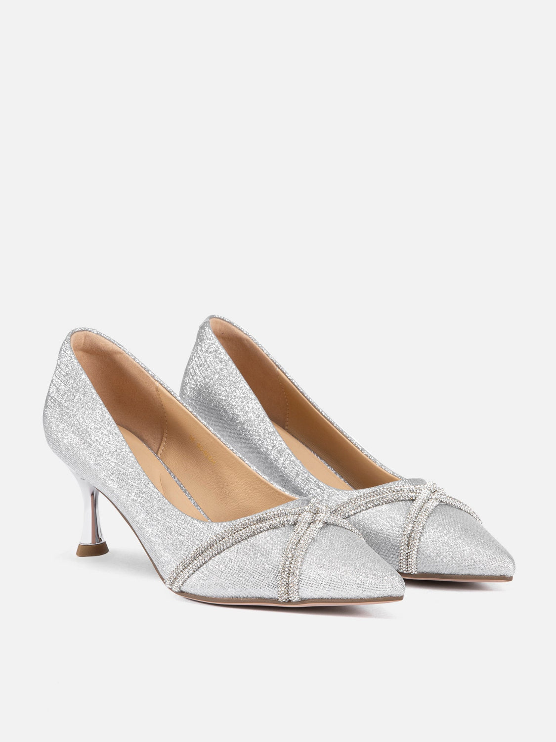 OLYRA Crystal Embellished Glitter Heels