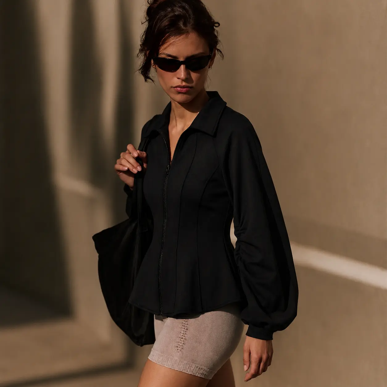 Women's Sculptural Corset Zip-Up Jacket