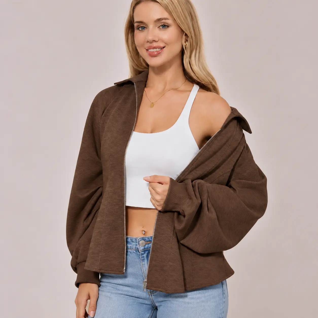 Women's Sculptural Corset Zip-Up Jacket