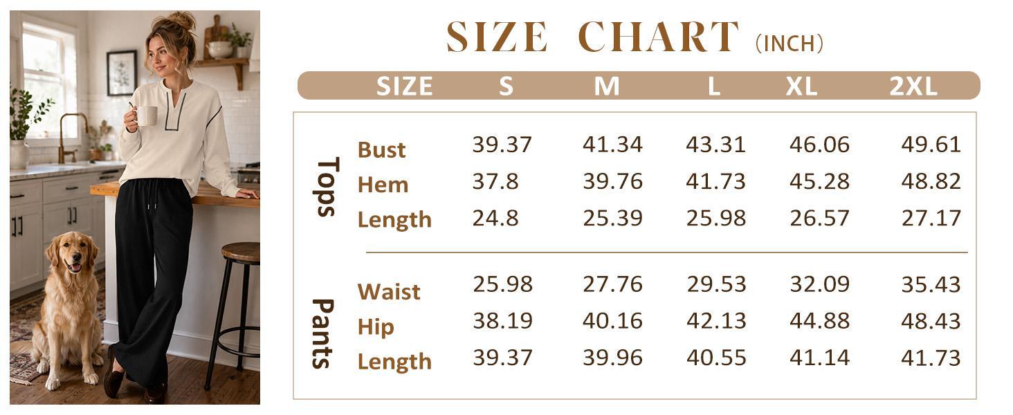 Women's WIHOLL 2-Piece Casual Lounge Set, Fashion Fall Outfits Pants & Top Set