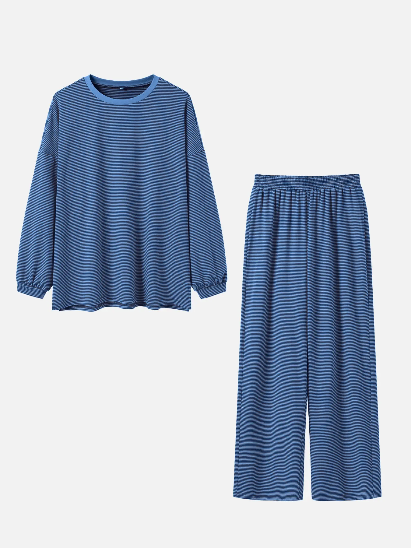 Women's Striped Lounge Set Oversized Crew Neck Top & Pants