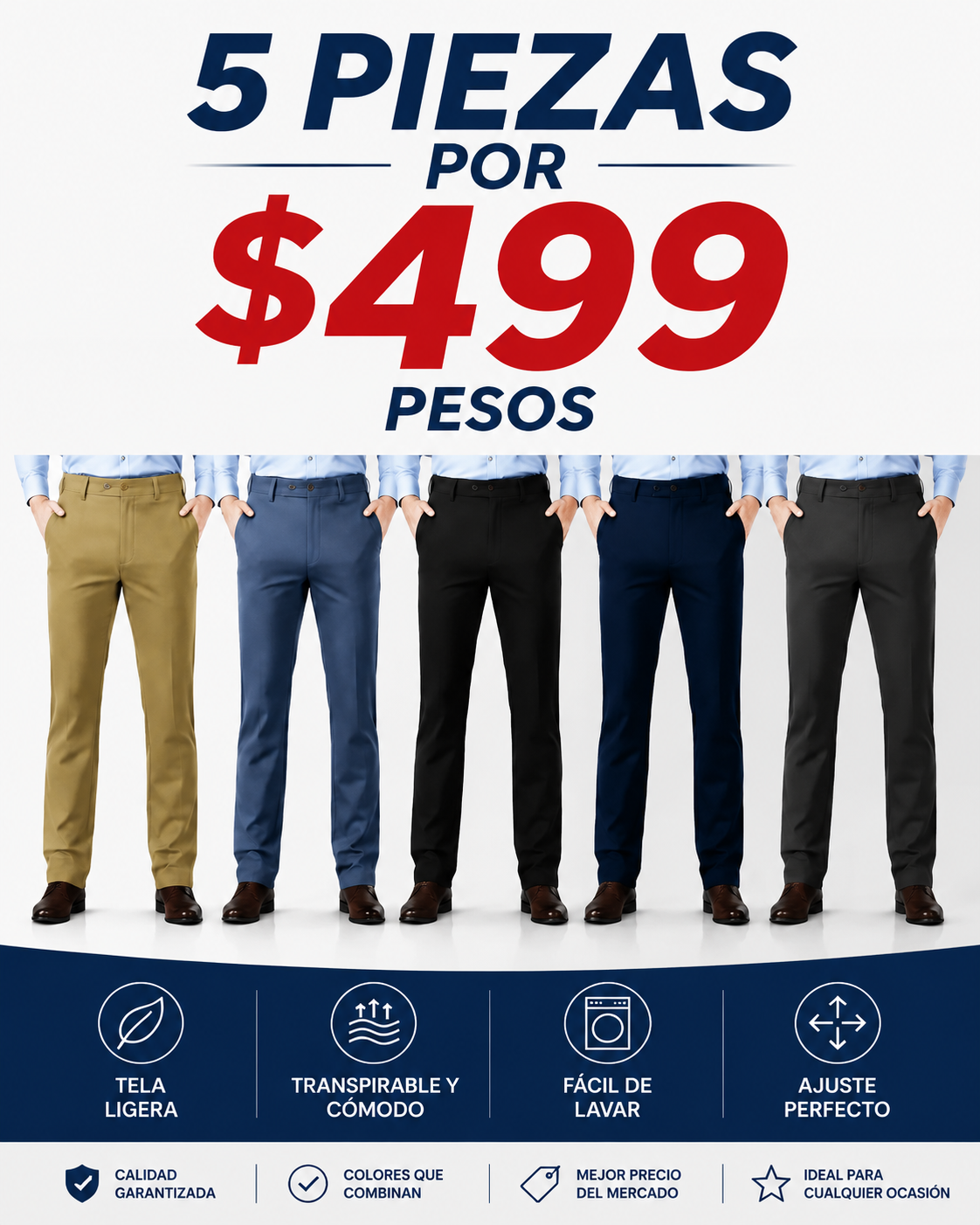 Pantalones de Traje para Hombre Cómodos y Suaves, Anti Arrugas, No Hacen Bolitas y Sin Necesidad de Planchar, Corte Recto Ideal para Oficina, Viajes de Negocios y Citas