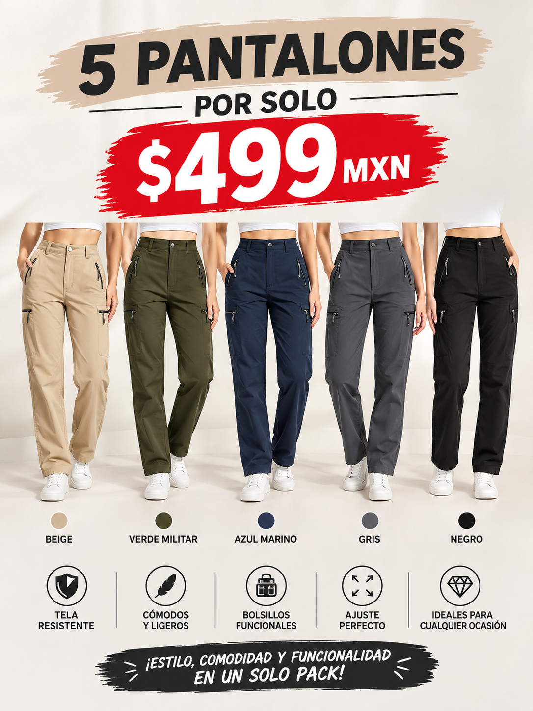 Pantalón táctico para mujer, diseñado para brindar comodidad, resistencia y funcionalidad en actividades outdoor o uso diario