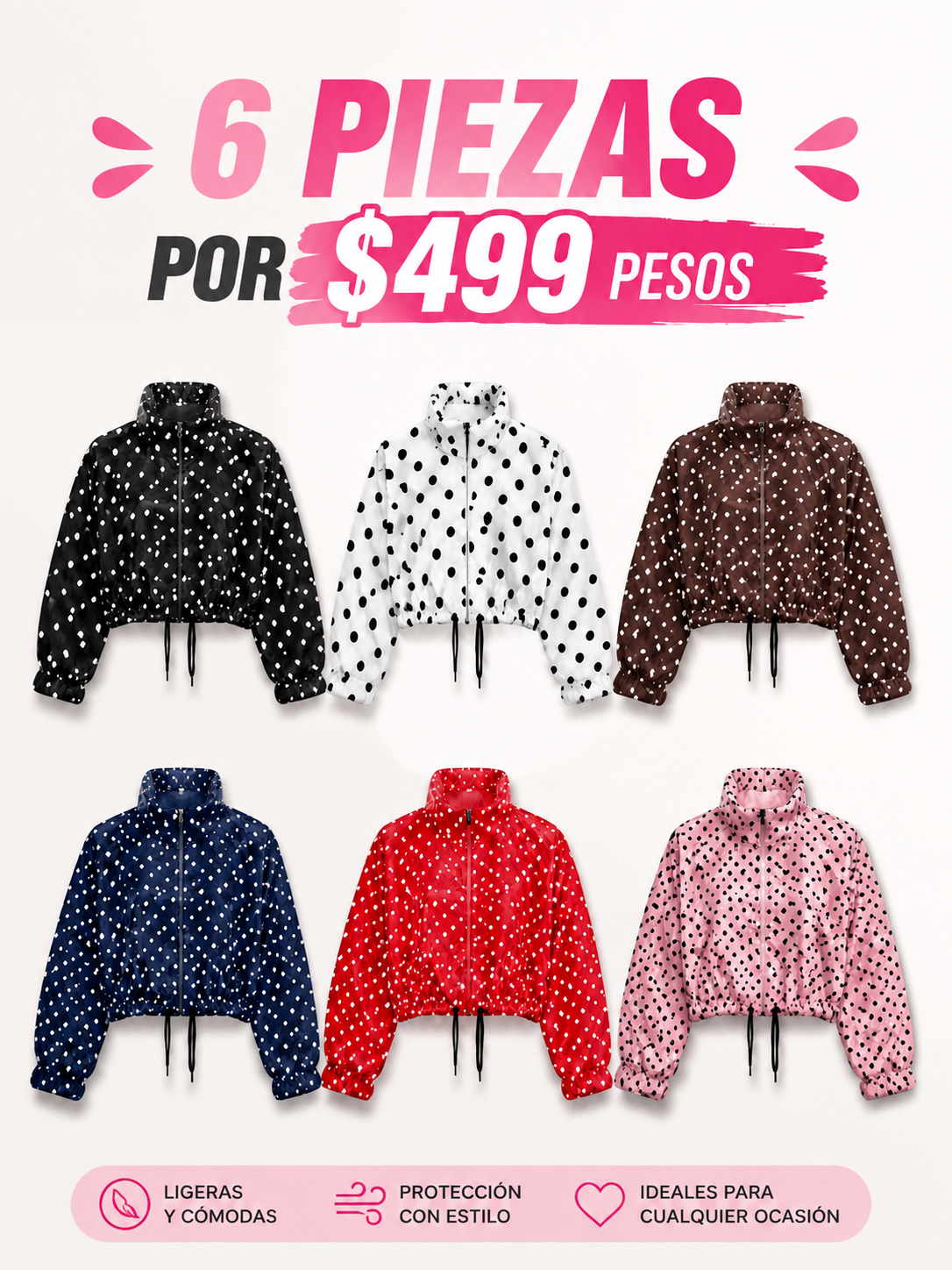Chaqueta de mujer con lunares para primavera, cortavientos, abrigo corto, chaquetas tipo bomber para exteriores, ropa exterior, moda urbana, temporada media, novedades en chaqueta, chaqueta azul a la moda con cremallera
