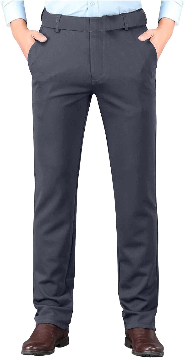 Pantalones de Traje para Hombre Cómodos y Suaves, Anti Arrugas, No Hacen Bolitas y Sin Necesidad de Planchar, Corte Recto Ideal para Oficina, Viajes de Negocios y Citas