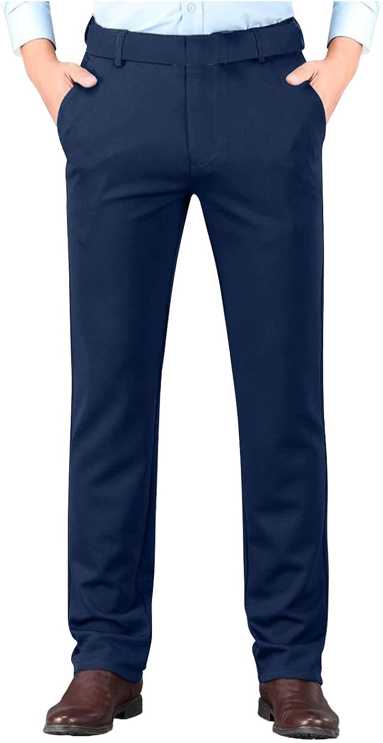 Pantalones de Traje para Hombre Cómodos y Suaves, Anti Arrugas, No Hacen Bolitas y Sin Necesidad de Planchar, Corte Recto Ideal para Oficina, Viajes de Negocios y Citas