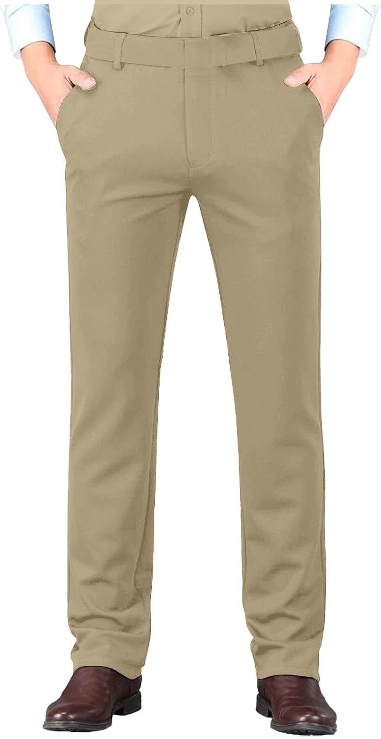 Pantalones de Traje para Hombre Cómodos y Suaves, Anti Arrugas, No Hacen Bolitas y Sin Necesidad de Planchar, Corte Recto Ideal para Oficina, Viajes de Negocios y Citas