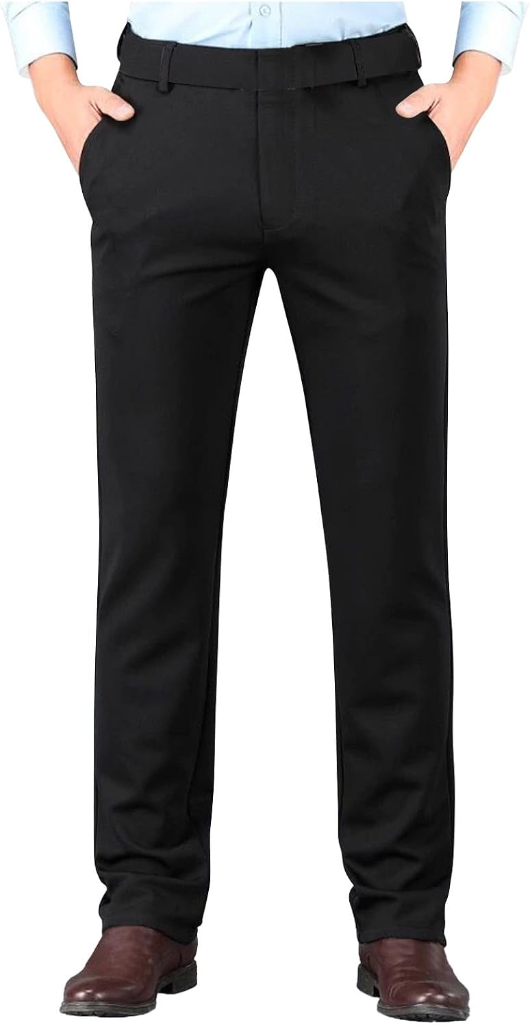 Pantalones de Traje para Hombre Cómodos y Suaves, Anti Arrugas, No Hacen Bolitas y Sin Necesidad de Planchar, Corte Recto Ideal para Oficina, Viajes de Negocios y Citas