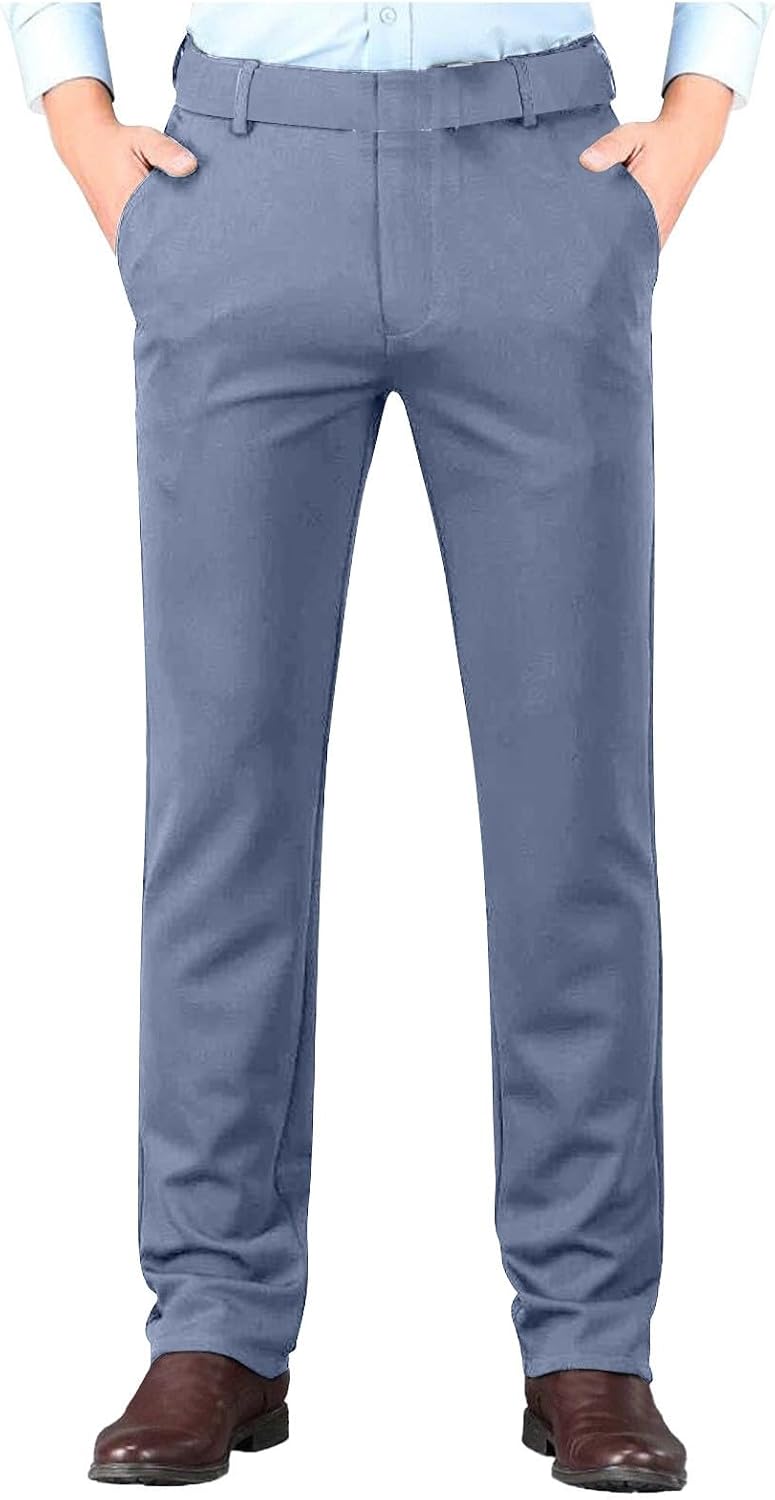 Pantalones de Traje para Hombre Cómodos y Suaves, Anti Arrugas, No Hacen Bolitas y Sin Necesidad de Planchar, Corte Recto Ideal para Oficina, Viajes de Negocios y Citas