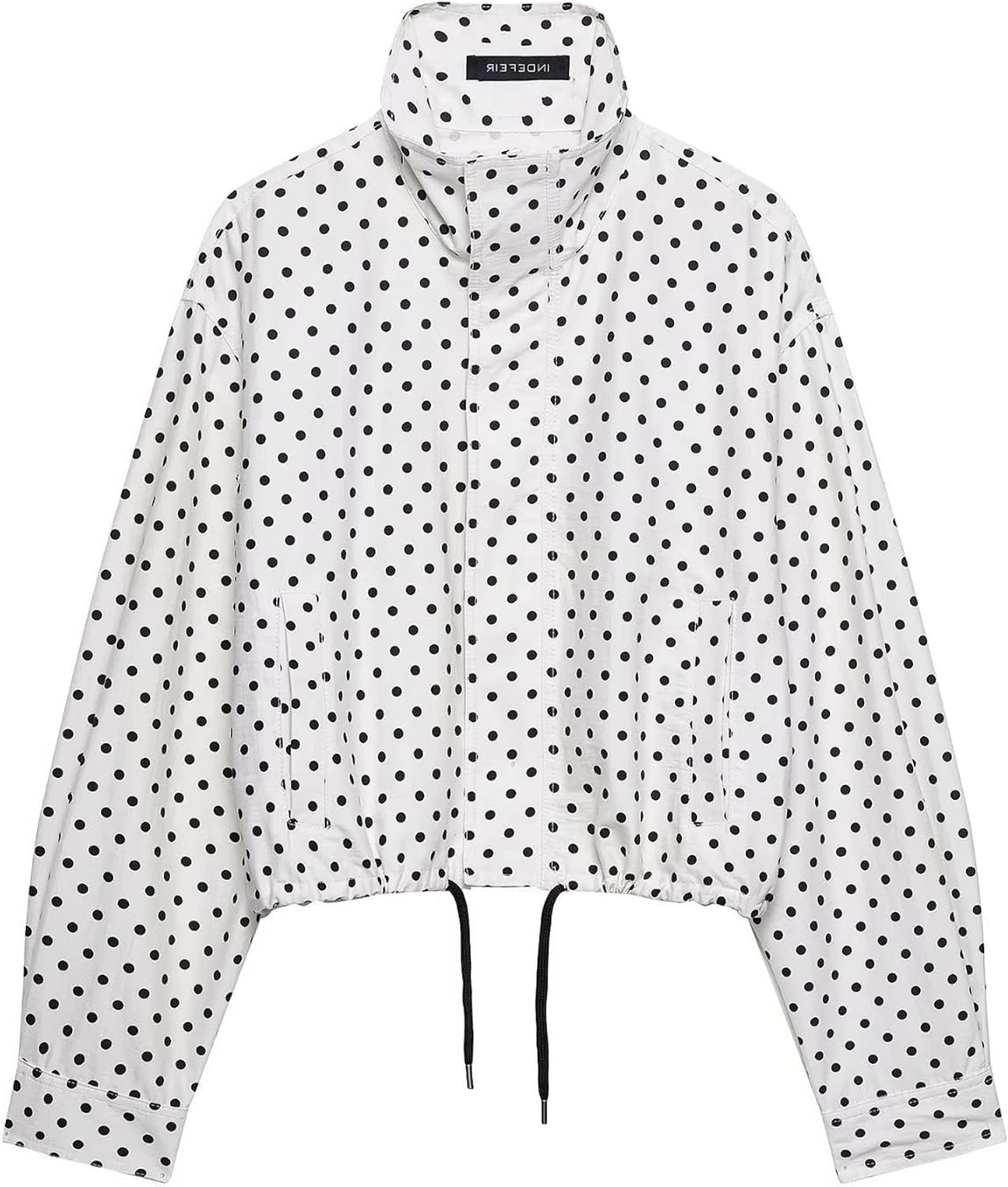 Chaqueta de mujer con lunares para primavera, cortavientos, abrigo corto, chaquetas tipo bomber para exteriores, ropa exterior, moda urbana, temporada media, novedades en chaqueta, chaqueta azul a la moda con cremallera
