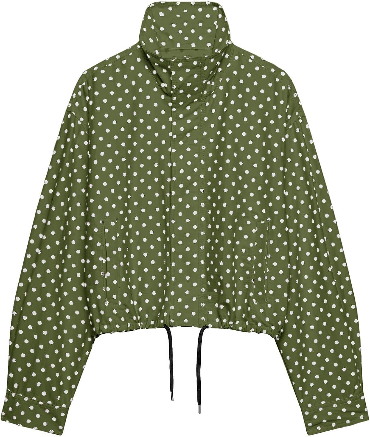 Chaqueta de mujer con lunares para primavera, cortavientos, abrigo corto, chaquetas tipo bomber para exteriores, ropa exterior, moda urbana, temporada media, novedades en chaqueta, chaqueta azul a la moda con cremallera