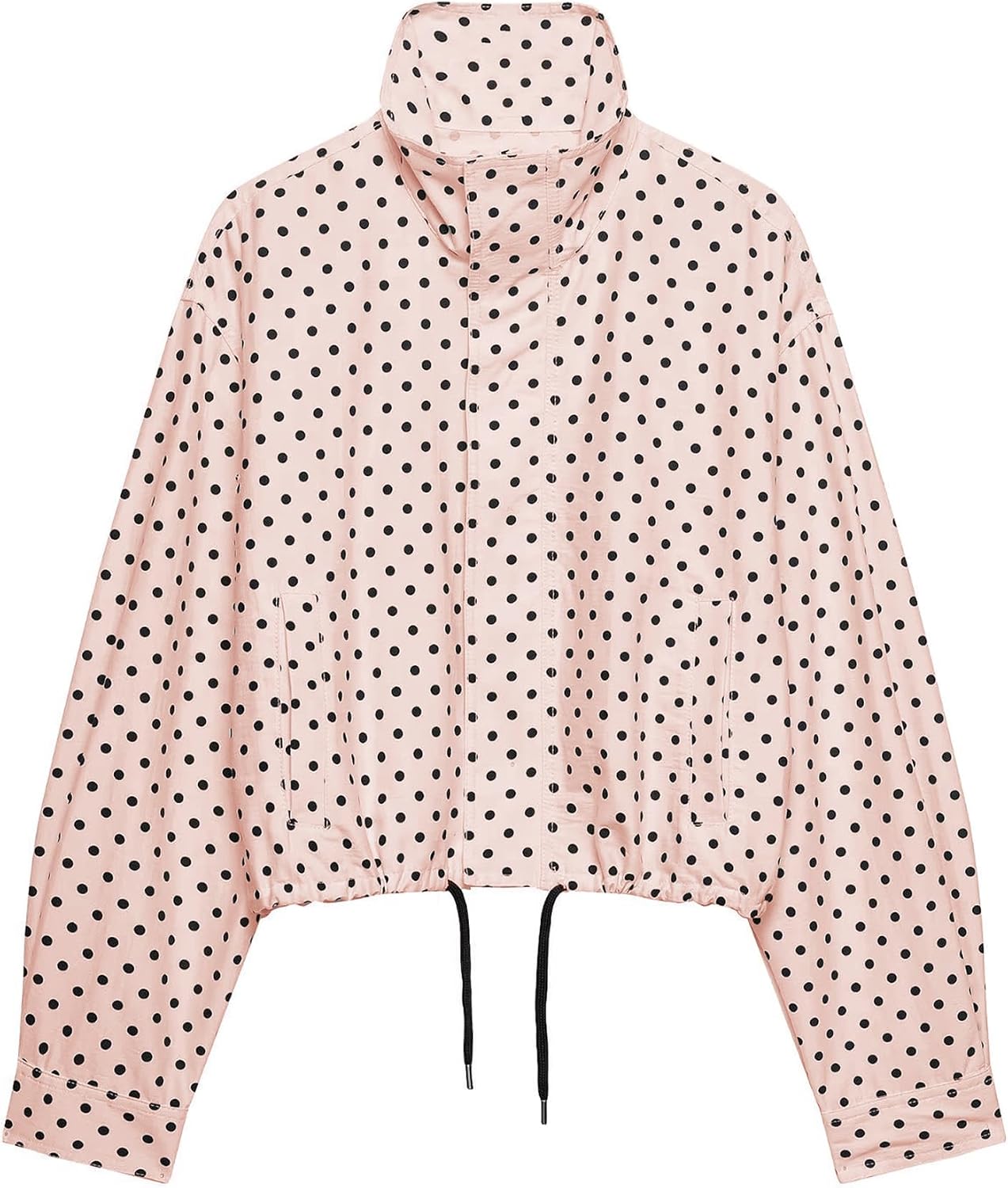 Chaqueta de mujer con lunares para primavera, cortavientos, abrigo corto, chaquetas tipo bomber para exteriores, ropa exterior, moda urbana, temporada media, novedades en chaqueta, chaqueta azul a la moda con cremallera